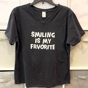 Smiling Is My Favorite Elf V-Neck T-Shirt 1X Black